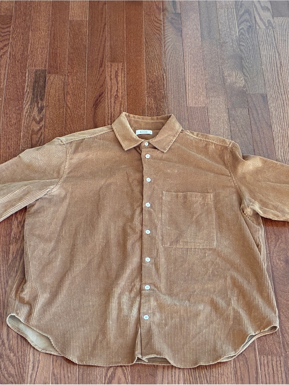 AYR Corduroy Button-Down Shirt in Camel Brown